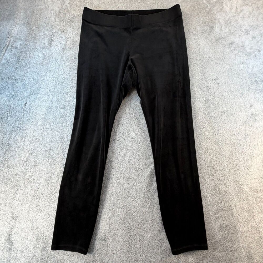 Pure Jill Black Velour Leggings Women's Medium Pull On Stretch Lounge Pants